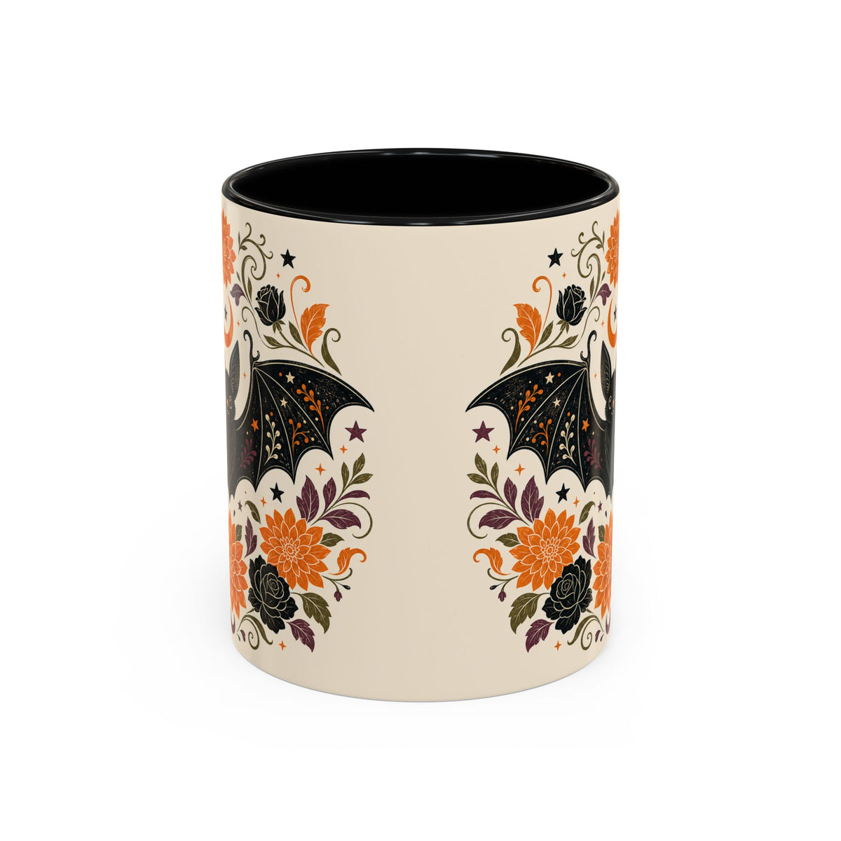 Halloween Floral Bat Coffee Mug — Cute Spooky Accent Mug (11/15oz)