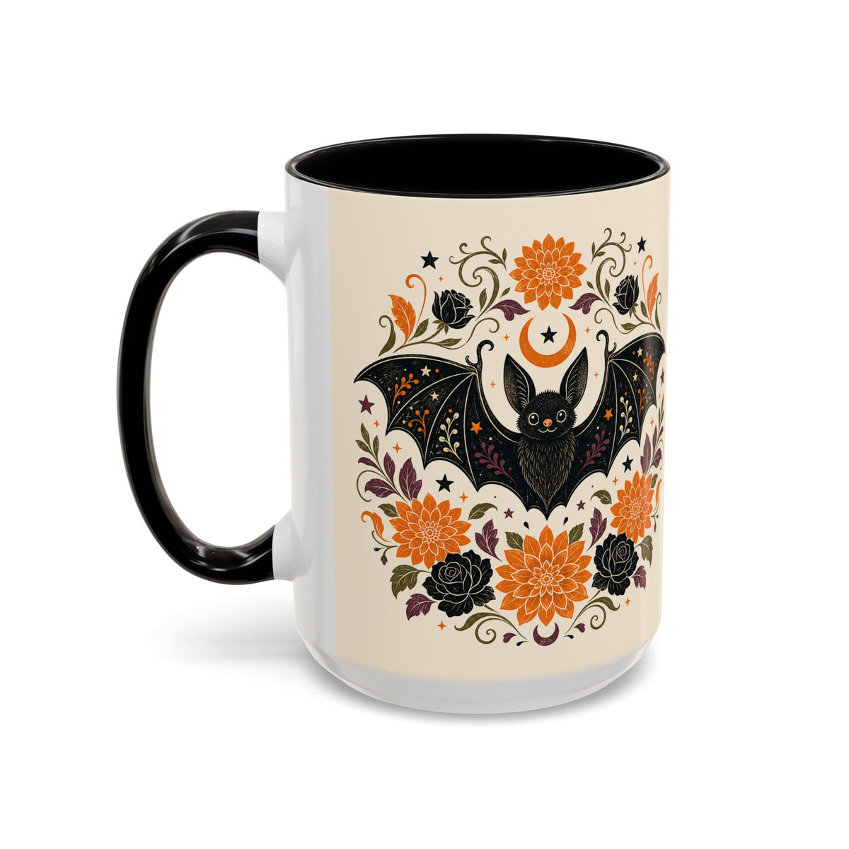 Halloween Floral Bat Coffee Mug — Cute Spooky Accent Mug (11/15oz)