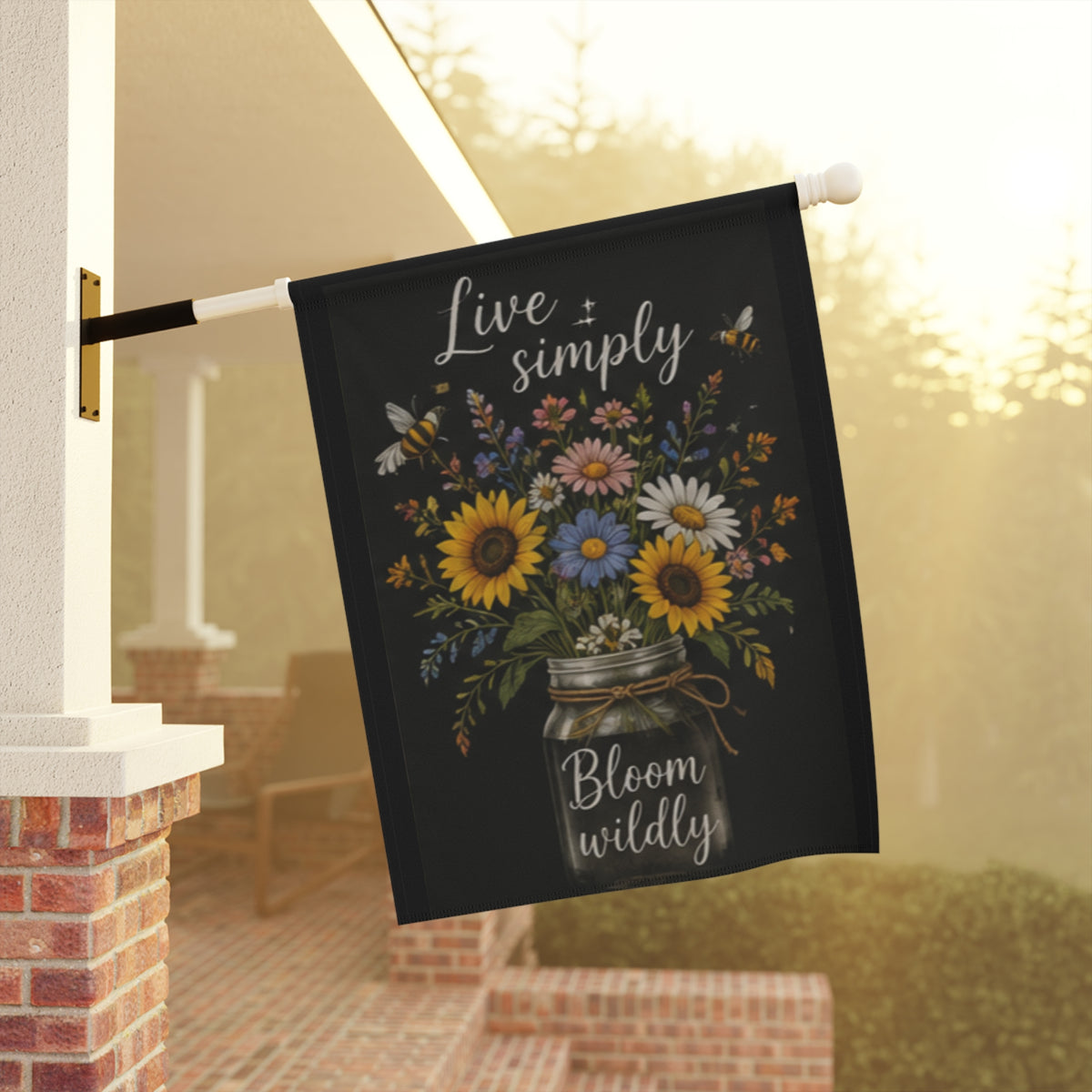 Live Simply Bloom Wildly Garden Flag | House Banner, Mason Jar Floral