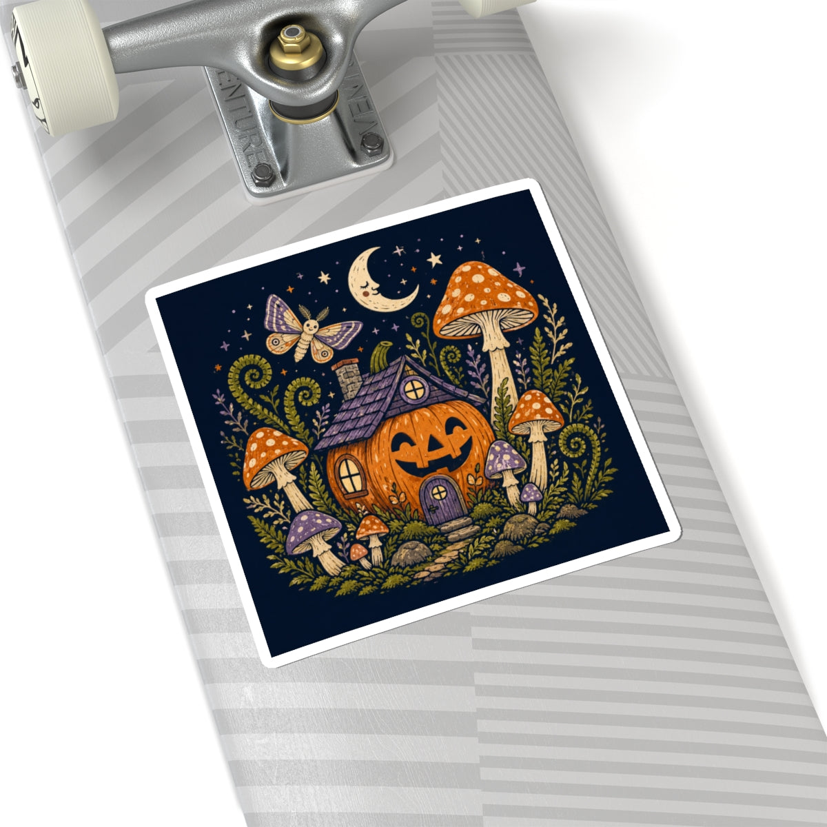 Jack-O'-Lantern Mushroom Cottage Sticker | Halloween Pumpkin Sticker