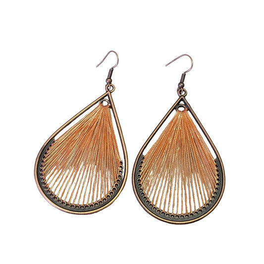Orange Tear drop Boho statement earrings