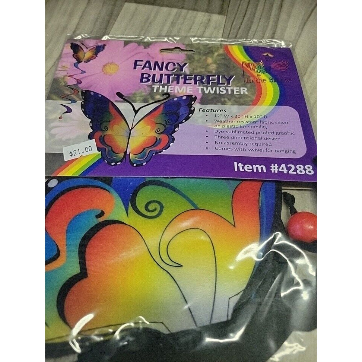 30” Long FANCY BUTTERFLY hanging WIND Spinner TWISTER garden décor – ITB-4288