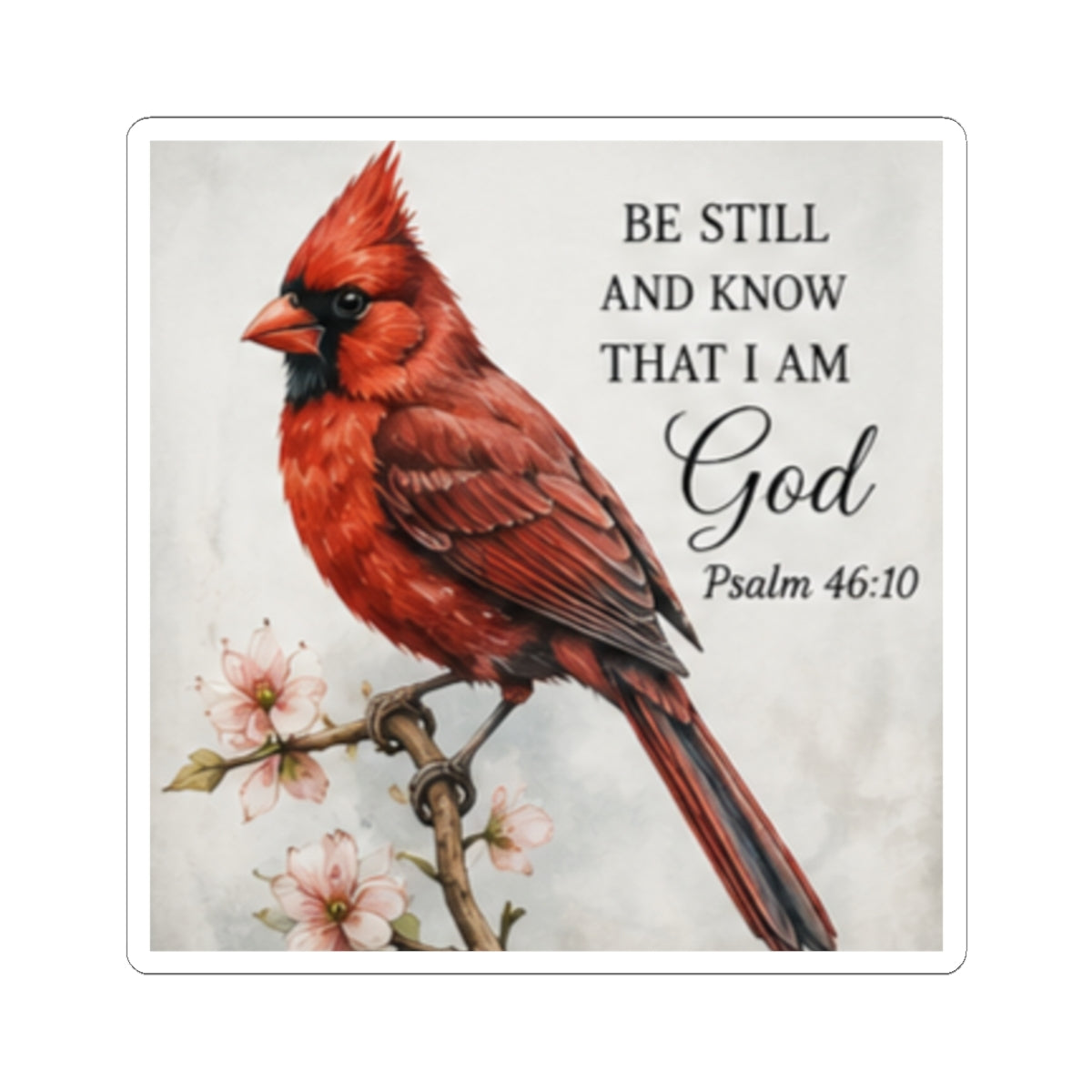 Cardinal with Psalm 46:10 Sticker | Christian Faith Bible Verse