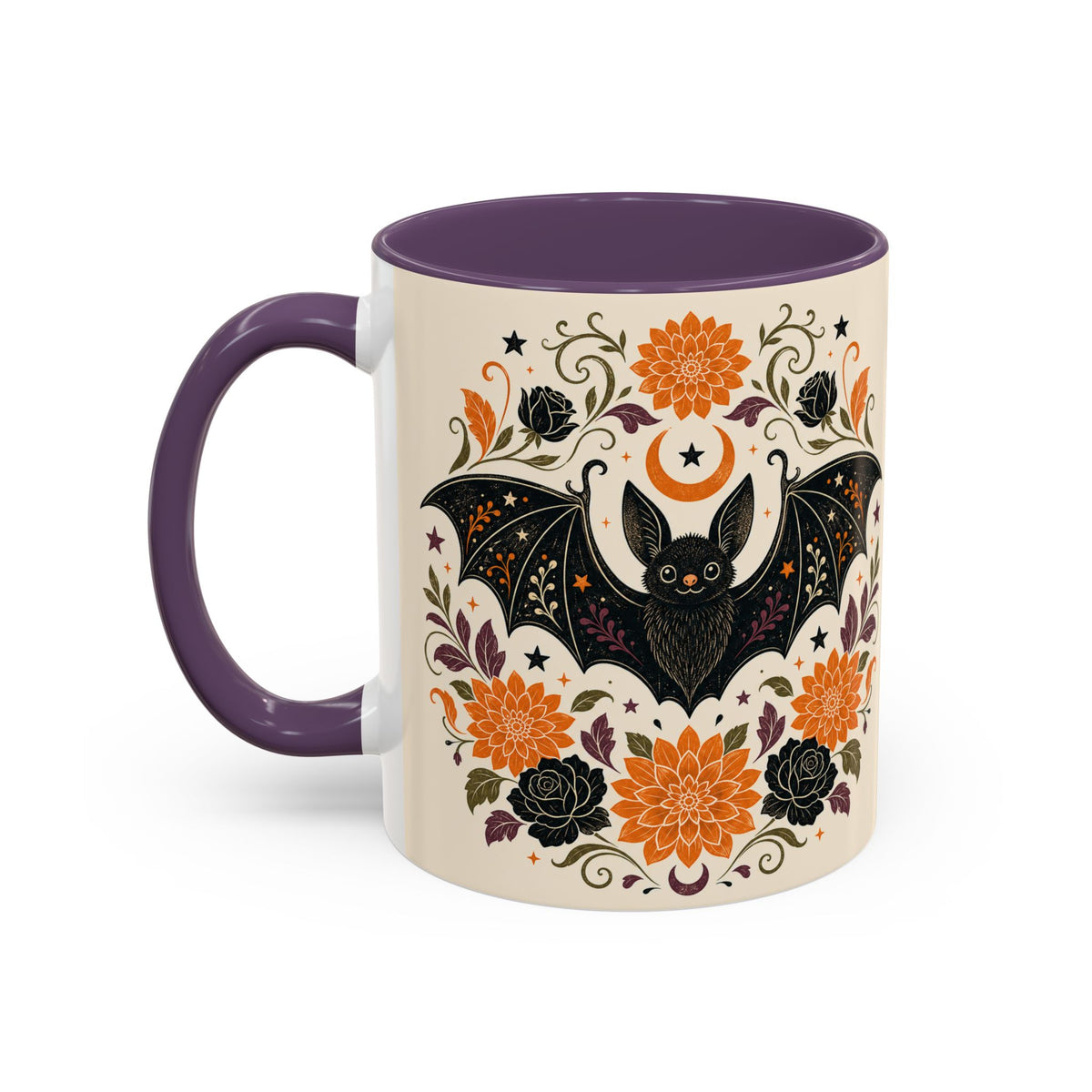 Halloween Floral Bat Coffee Mug — Cute Spooky Accent Mug (11/15oz)
