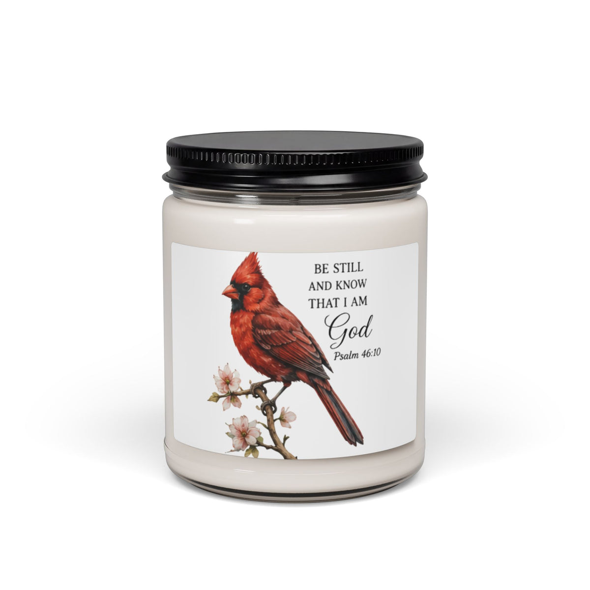 Cardinal with Psalm 46:10 Quote Candle | 9oz Soy Candle