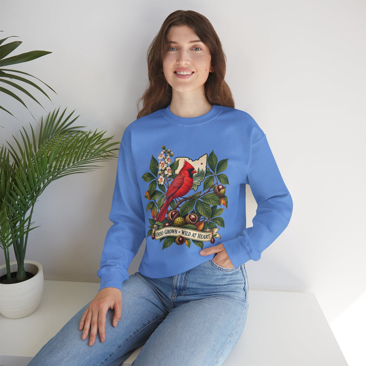 Cardinal Bird Illustration Sweatshirt | Home Grown Wild at Heart Ohio