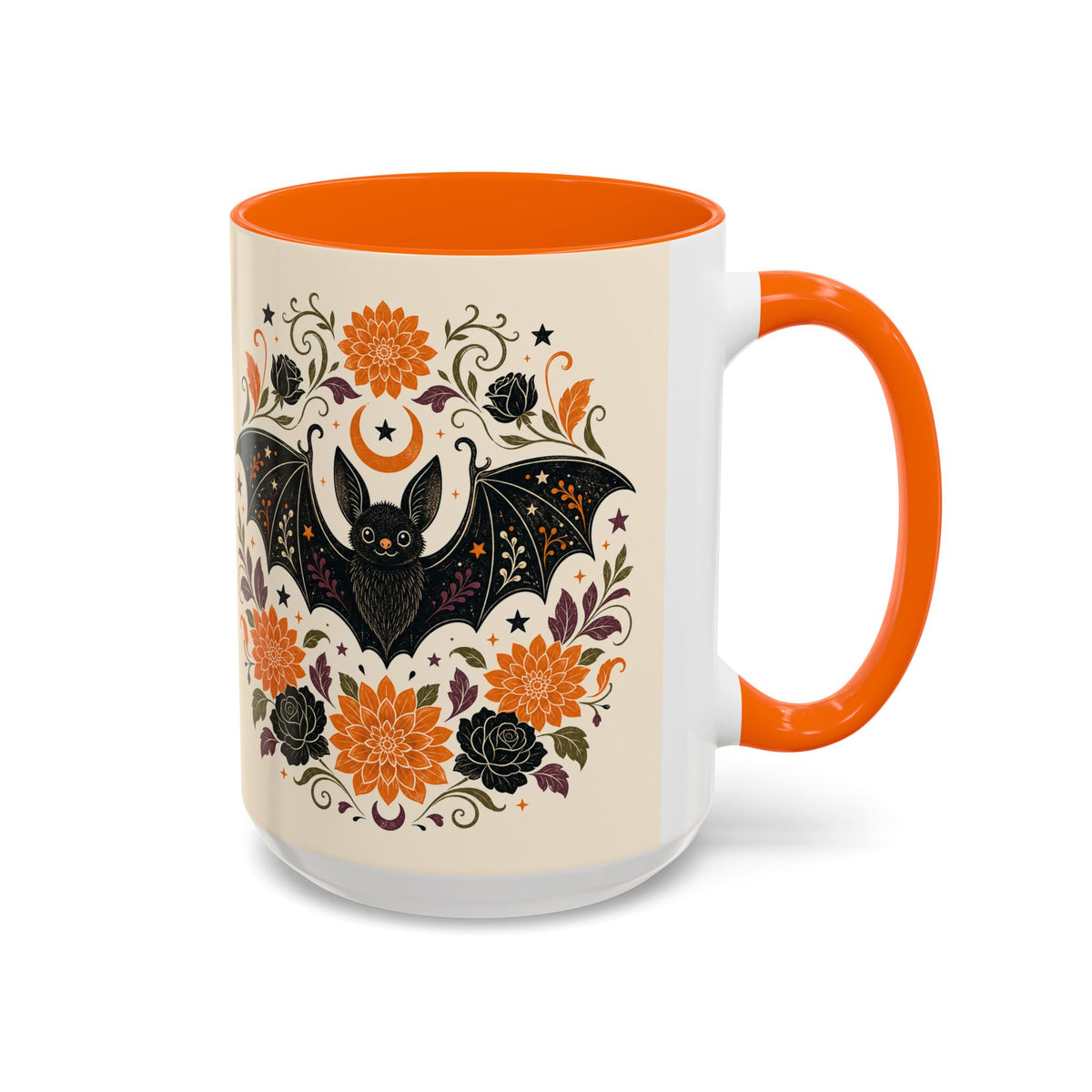 Halloween Floral Bat Coffee Mug — Cute Spooky Accent Mug (11/15oz)