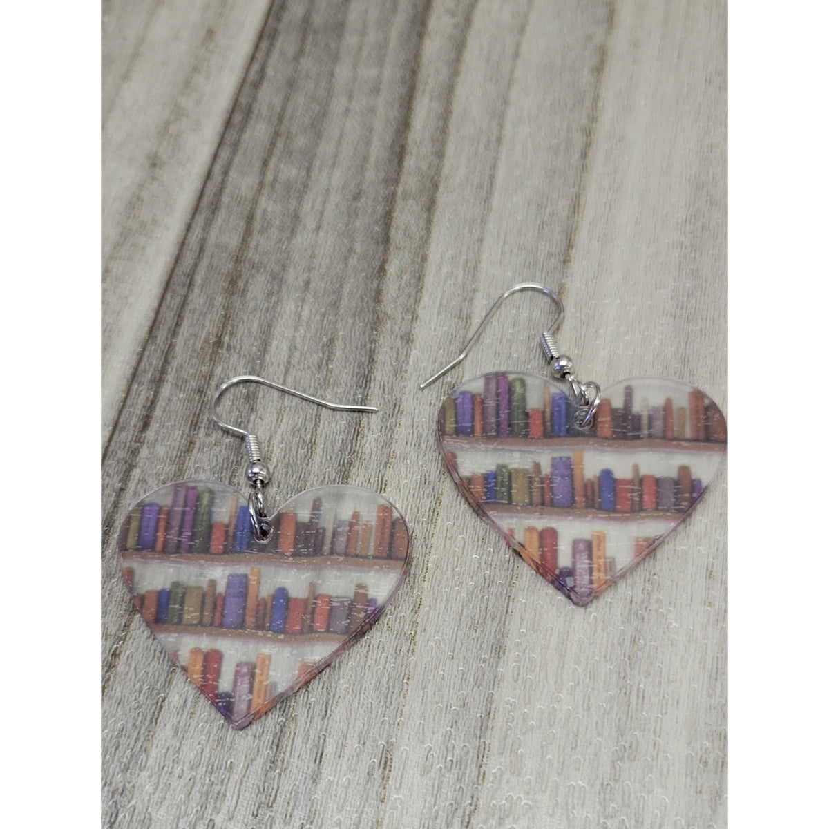 Heart acrylic book earrings