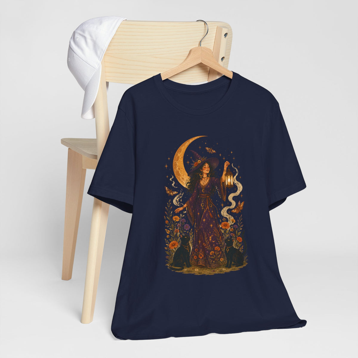 Witch with Lantern T-Shirt | Crescent Moon Halloween Tee
