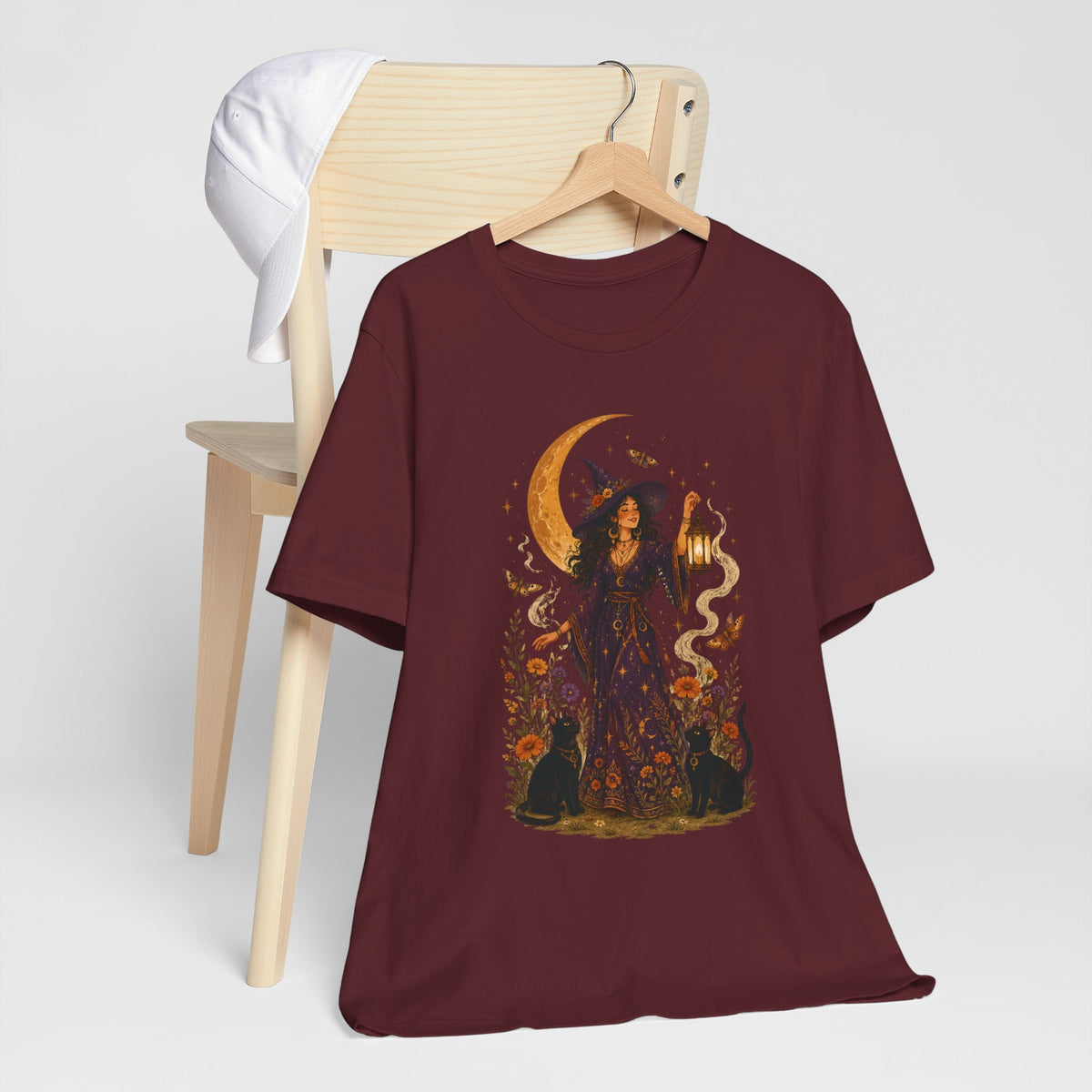 Witch with Lantern T-Shirt | Crescent Moon Halloween Tee