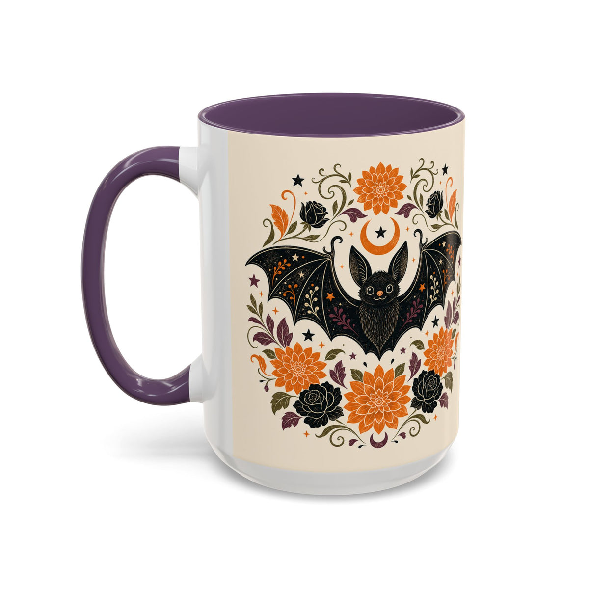 Halloween Floral Bat Coffee Mug — Cute Spooky Accent Mug (11/15oz)