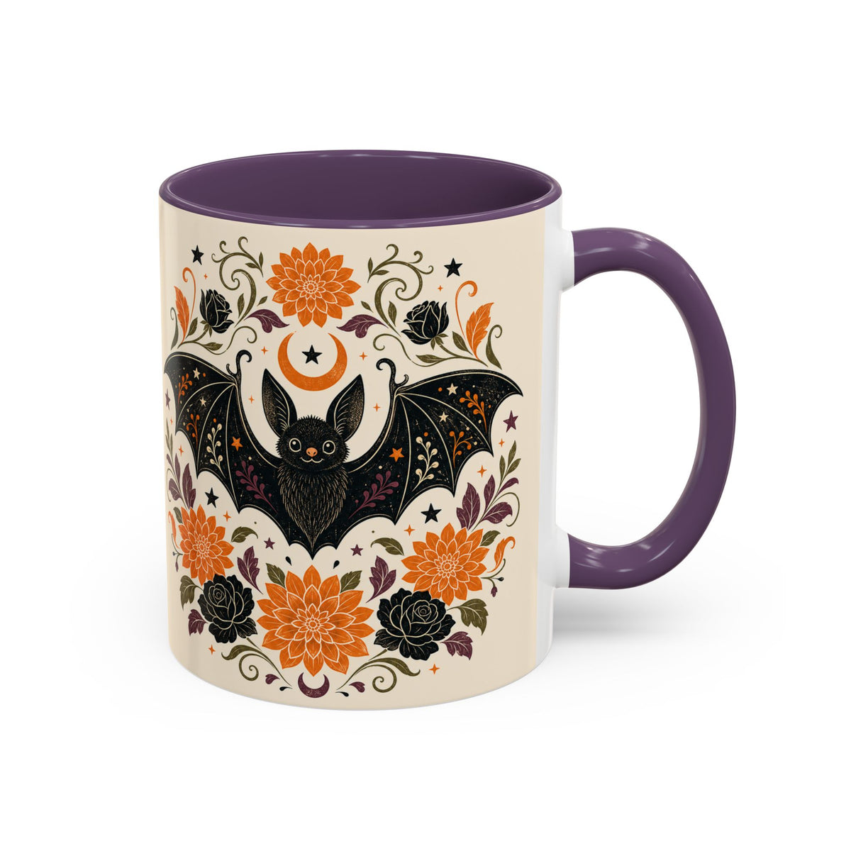 Halloween Floral Bat Coffee Mug — Cute Spooky Accent Mug (11/15oz)