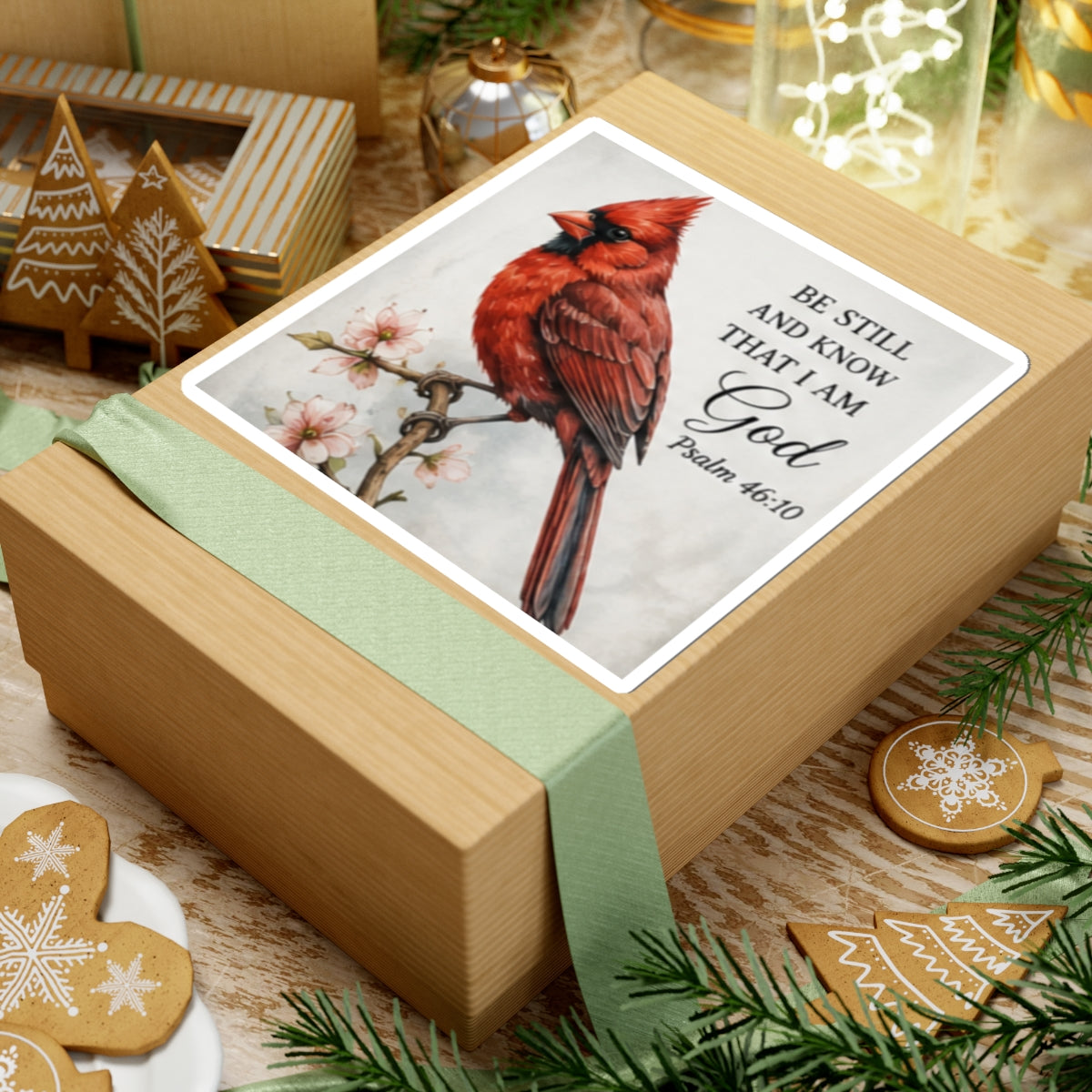 Cardinal with Psalm 46:10 Sticker | Christian Faith Bible Verse