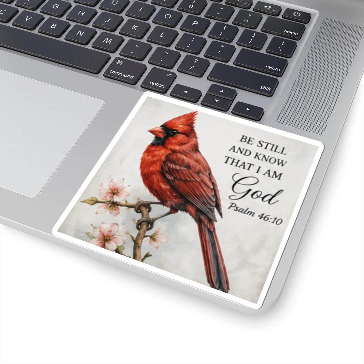 Cardinal with Psalm 46:10 Sticker | Christian Faith Bible Verse