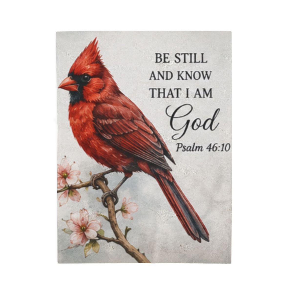 Cardinal Bird Psalm 46:10 Velveteen Plush Blanket | Scripture Throw