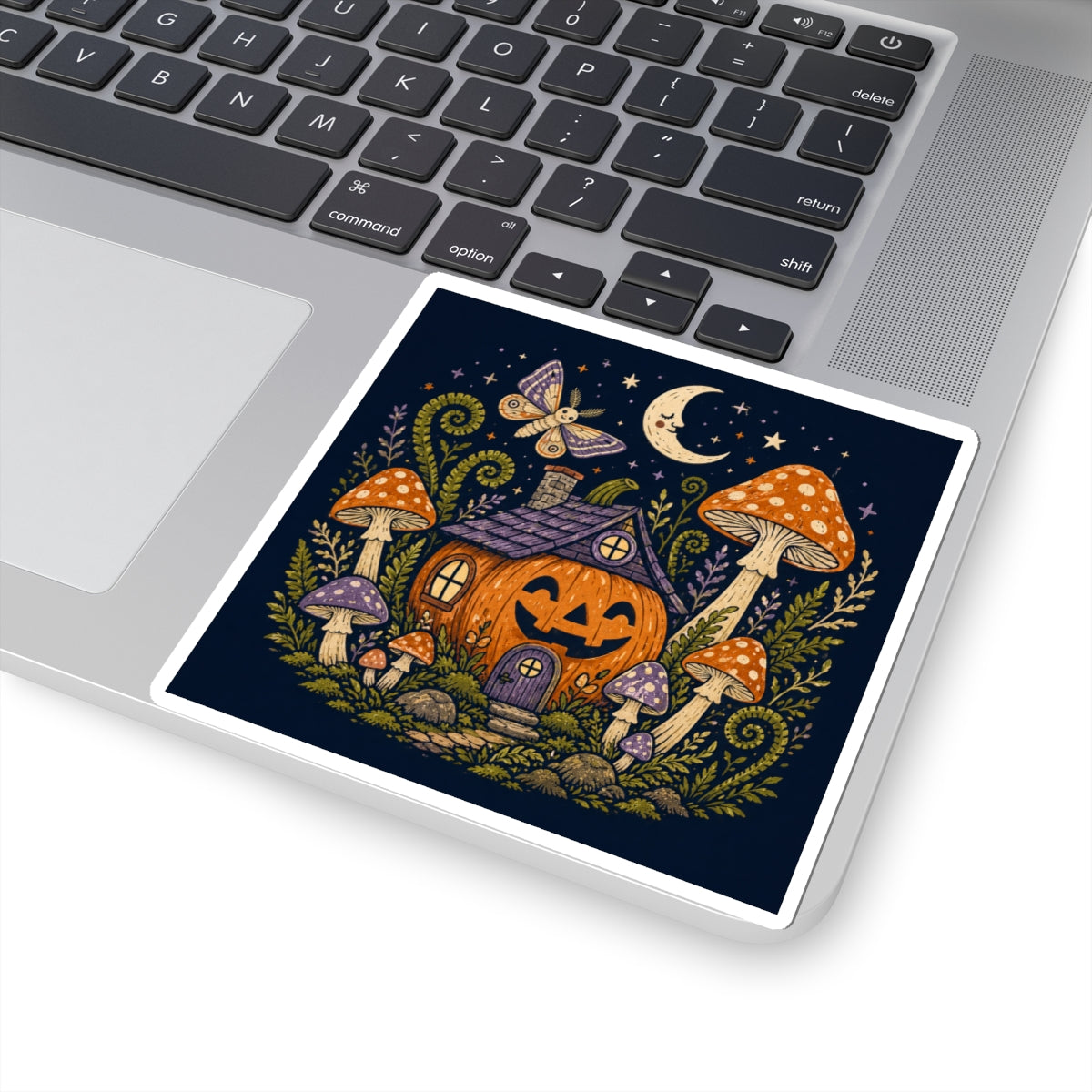 Jack-O'-Lantern Mushroom Cottage Sticker | Halloween Pumpkin Sticker