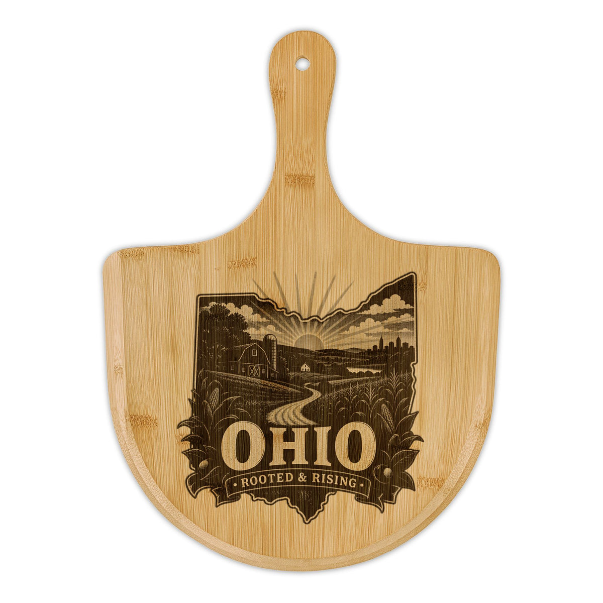 Ohio state map sunrise pizza board | Bamboo Pizza Peel, Engraved