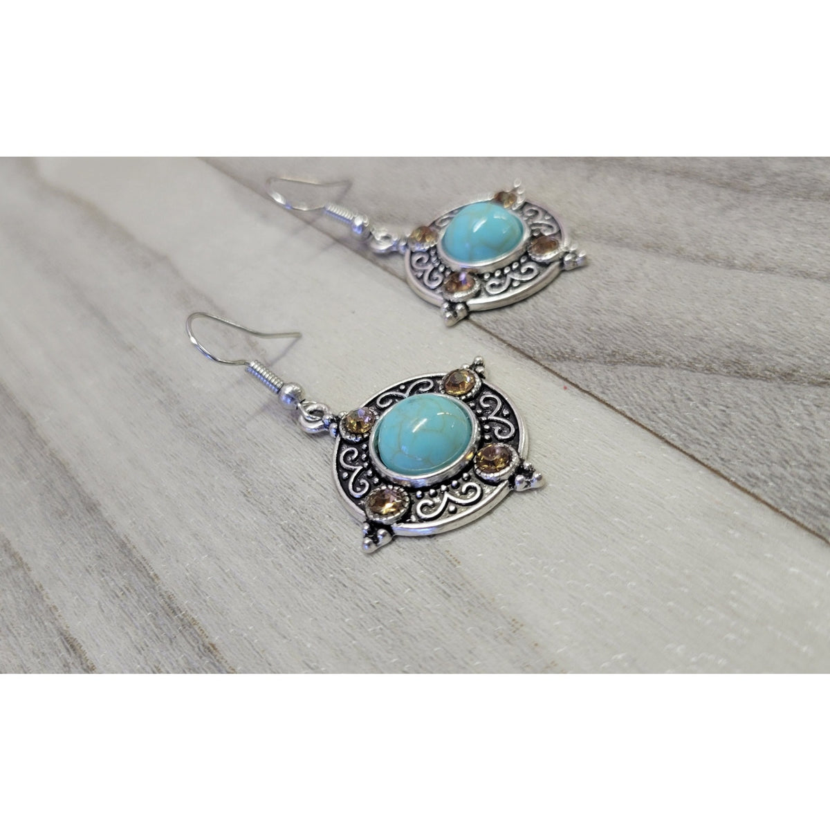 Silver and turquoise dangle earrings with beautiful stones