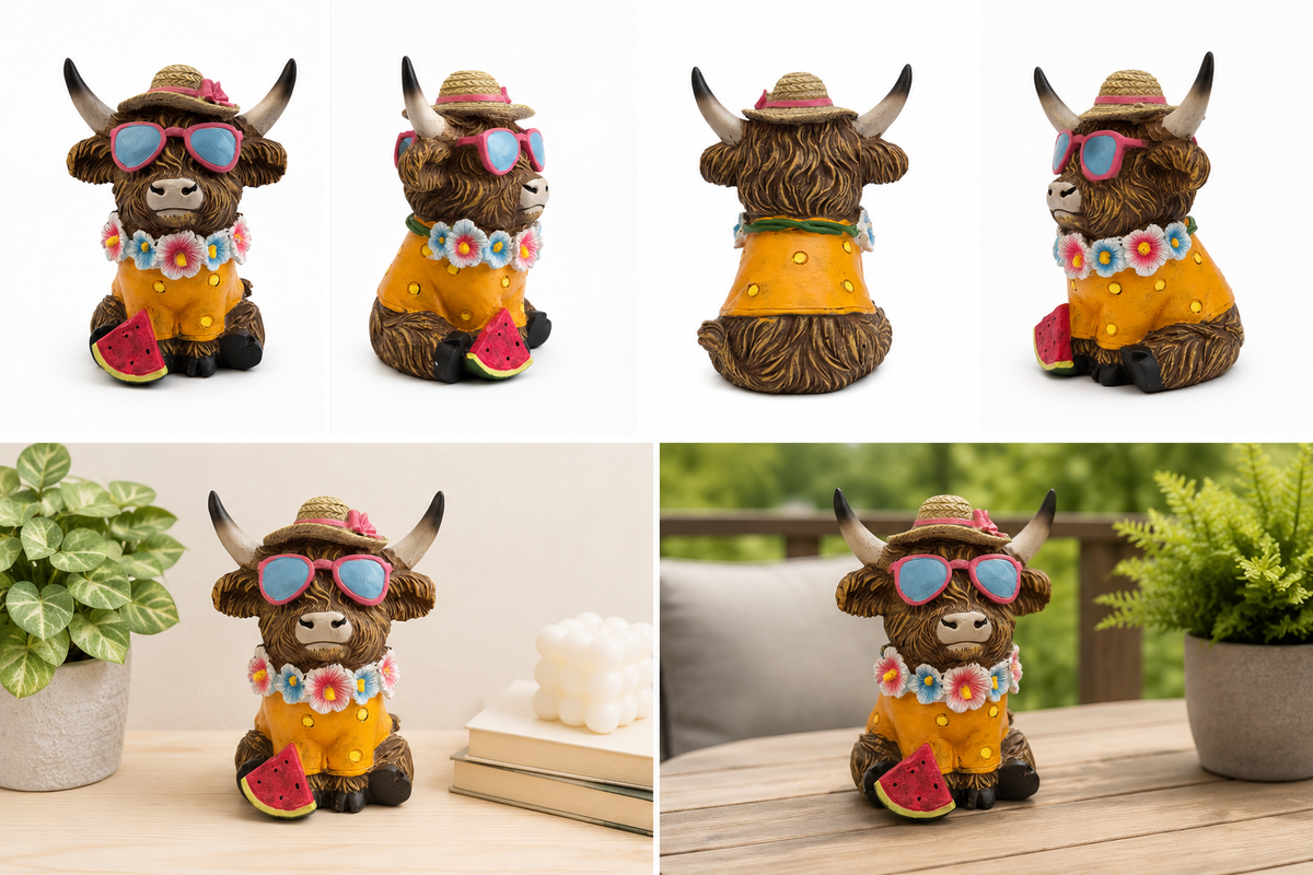 Watermelon Wishes™ Highland Cow Garden Statue
