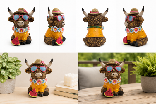 Watermelon Wishes™ Highland Cow Garden Statue