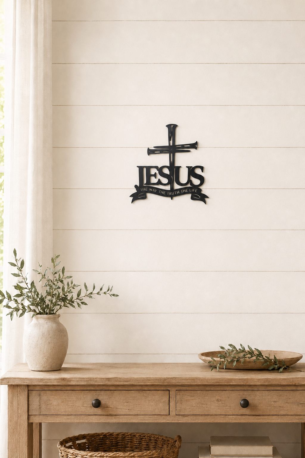 Jesus “The Way, The Truth, The Life” Black Metal Cross Wall Décor