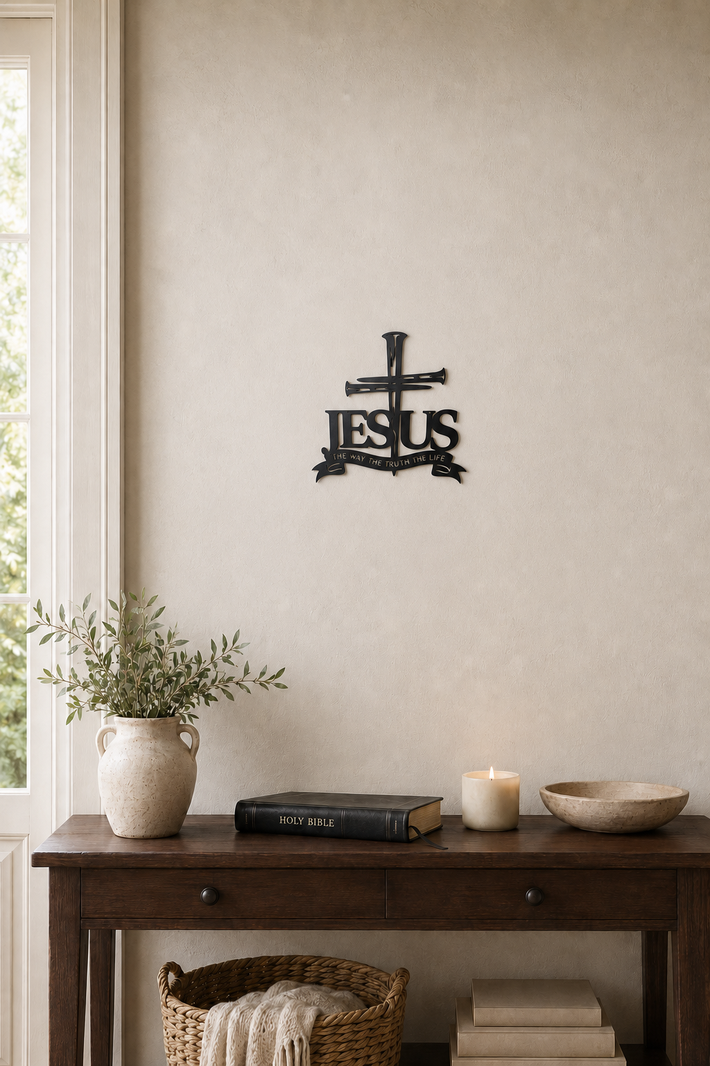 Jesus “The Way, The Truth, The Life” Black Metal Cross Wall Décor