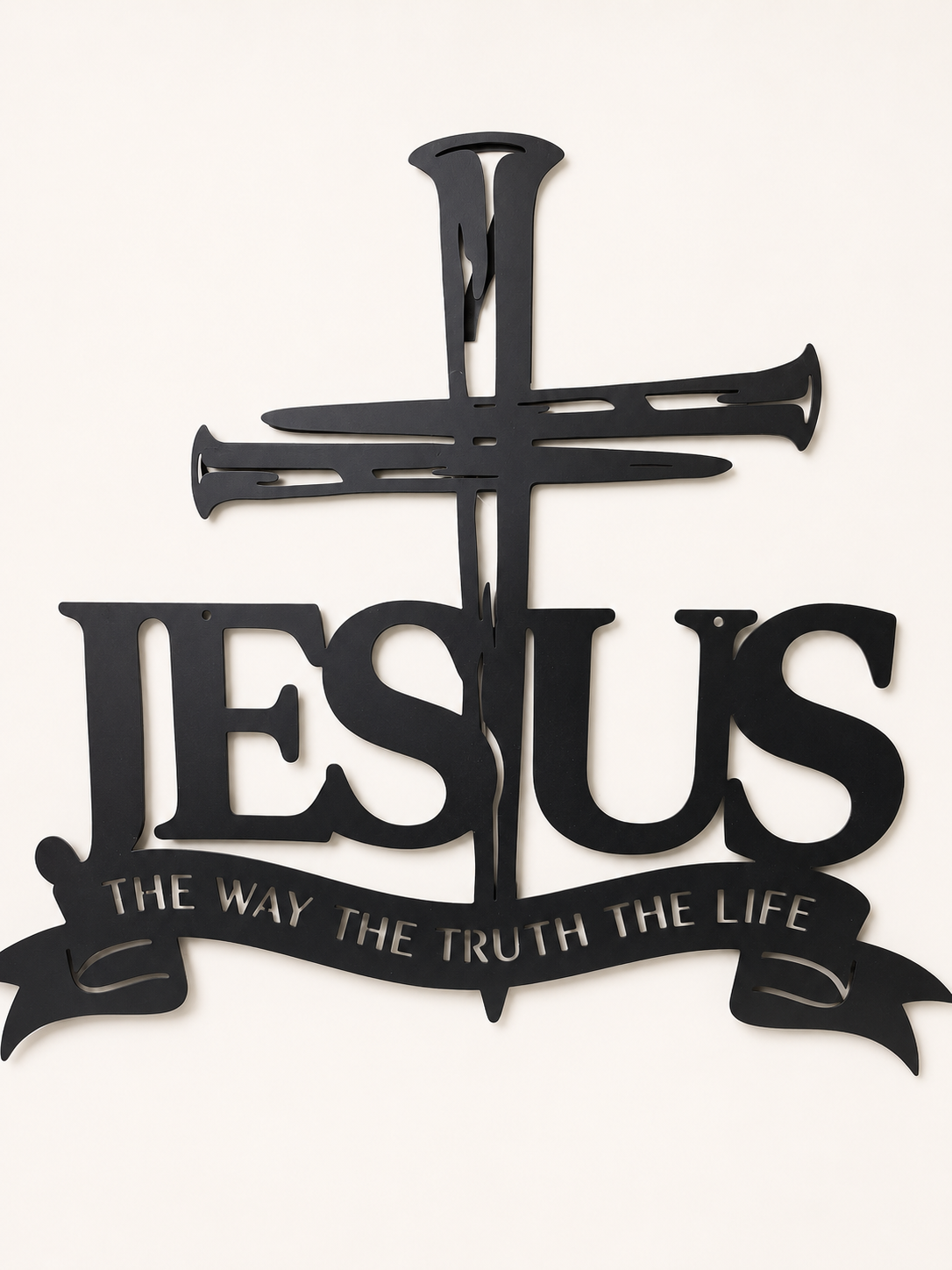 Jesus “The Way, The Truth, The Life” Black Metal Cross Wall Décor