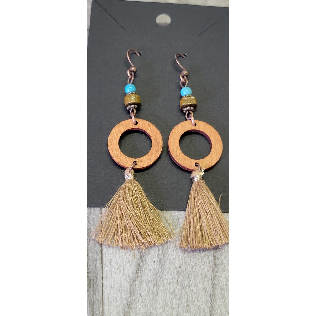 Bohemian geometric woman's drop earrings with tassel