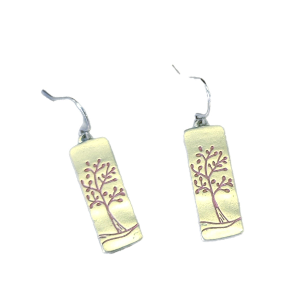 Pink and Silver Tree of Life earrings