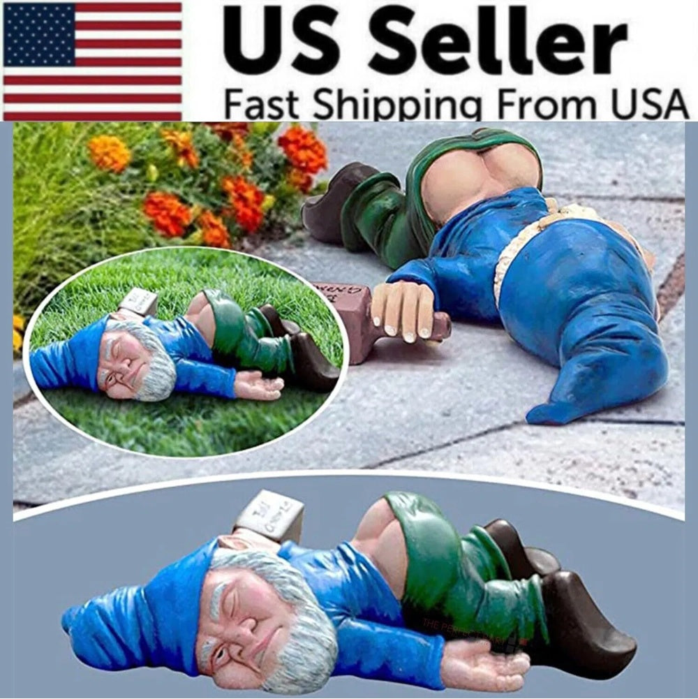 Drunk  Garden Gnome Decoration Drunken Ornament Decor Yard Patio Lawn US
