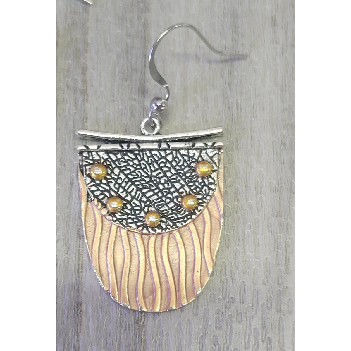 Ethnic 3 tone metal dangle earrings
