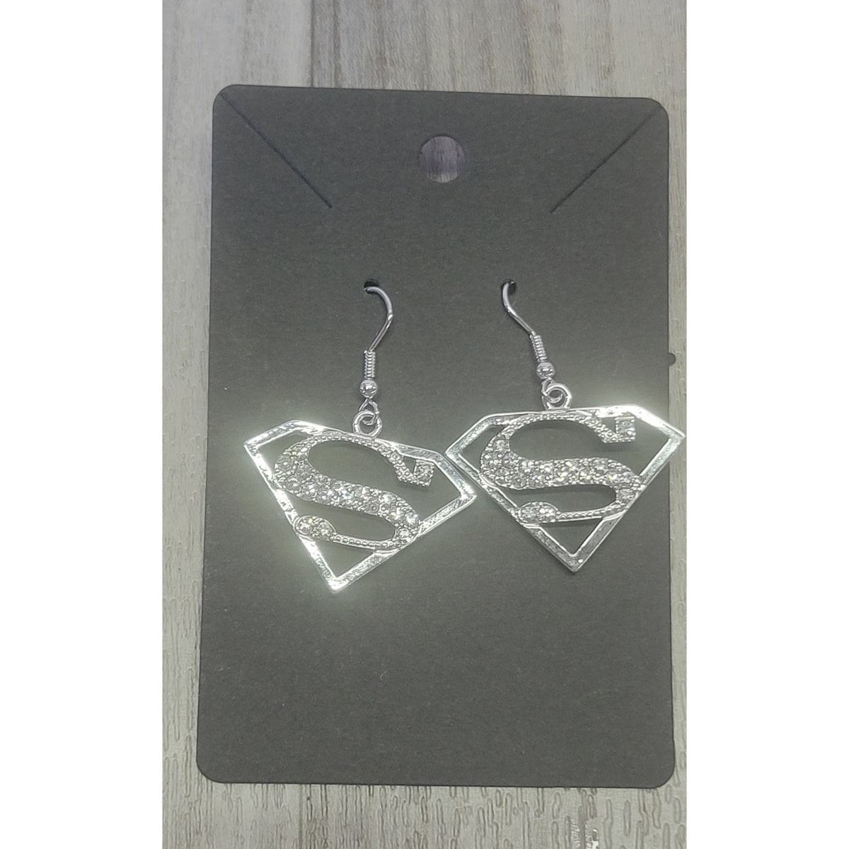 Superman emblem crystal dangle earrings