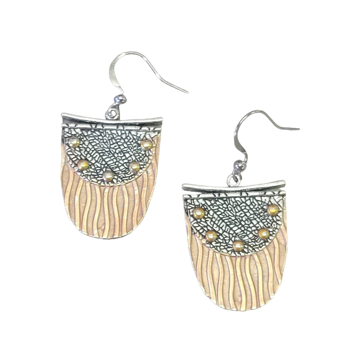 Ethnic 3 tone metal dangle earrings