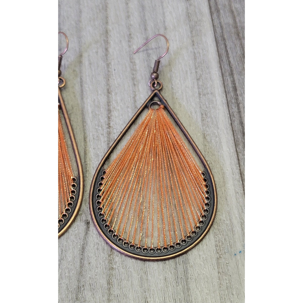 Orange Tear drop Boho statement earrings