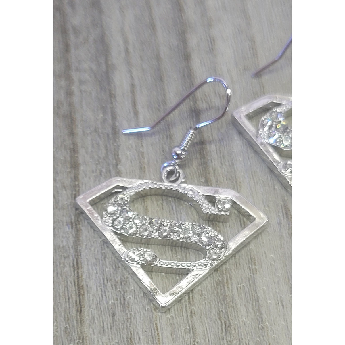 Superman emblem crystal dangle earrings