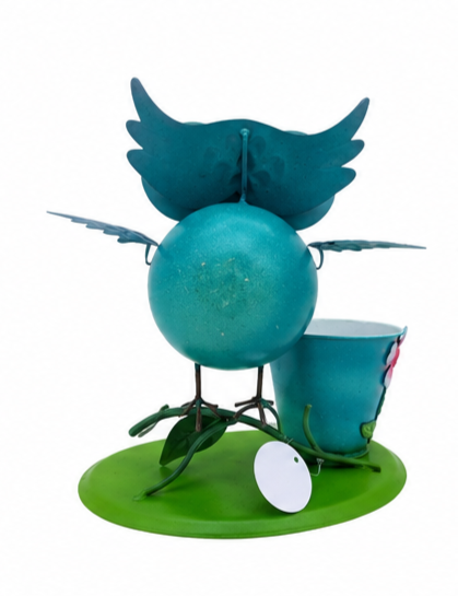 Whimsical Metal Owl Planter with Flower Pot | Cute Garden Owl Decor | Indoor Outdoor Plant Holder